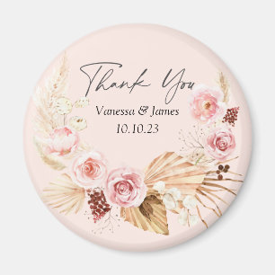 Blush PInk  Boho Watercolor Floral  thank you Magn Magnet