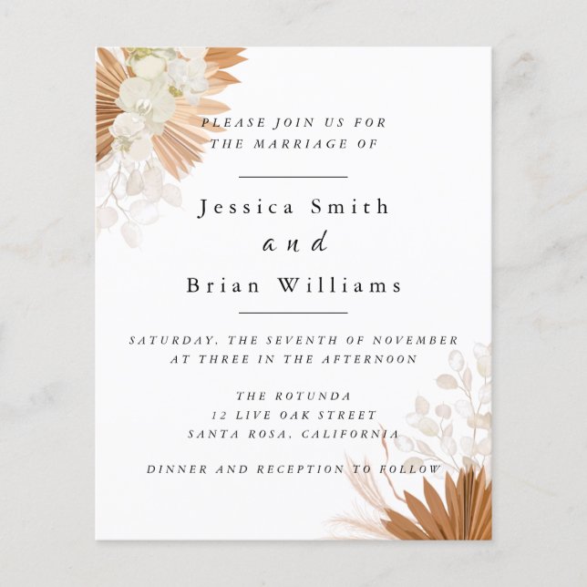 Blush Pink Boho Wedding Flyer (Front)