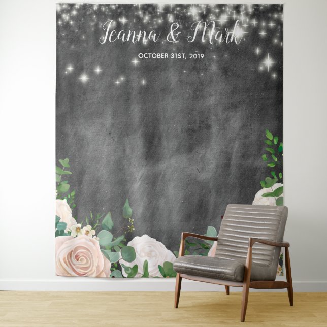 Blush Pink Boho Wedding Photo Booth Backdrop Tapestry (In Situ)