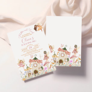 Blush Pink Boho Wildflower Fairy Birthday Invitation