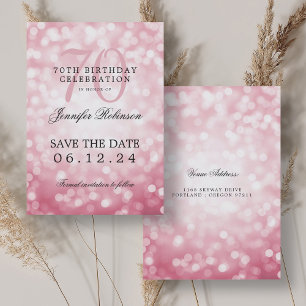 Blush Pink Bokeh 70th Birthday Save the Date  Invitation