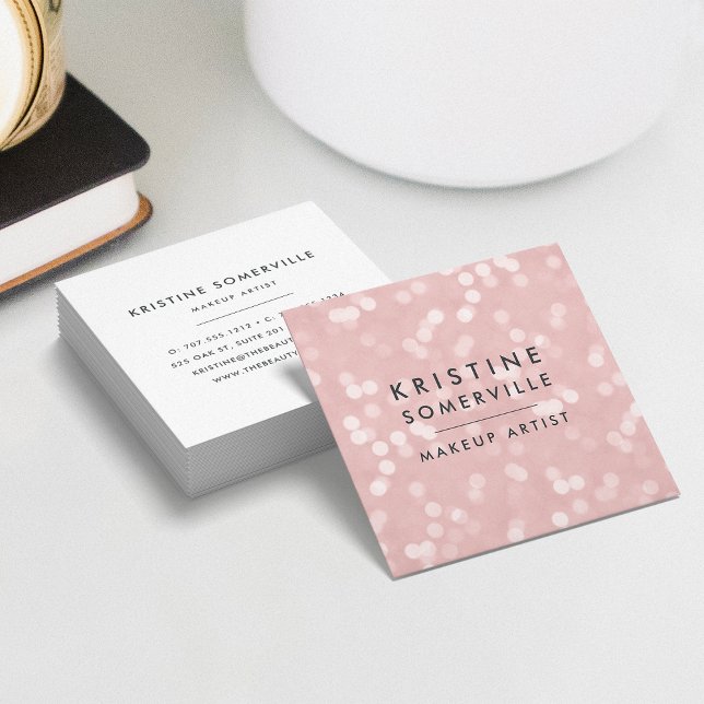 Blush Pink Bokeh Square Business Card (Creator Uploaded)
