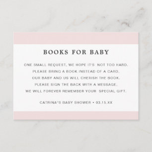 Blush Pink Book Request Baby Shower Enclosure Card
