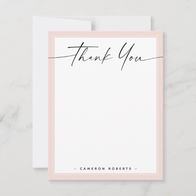 Blush pink border custom logo thank you note (Front)