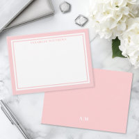 Blush Pink Border Minimalist Monogram