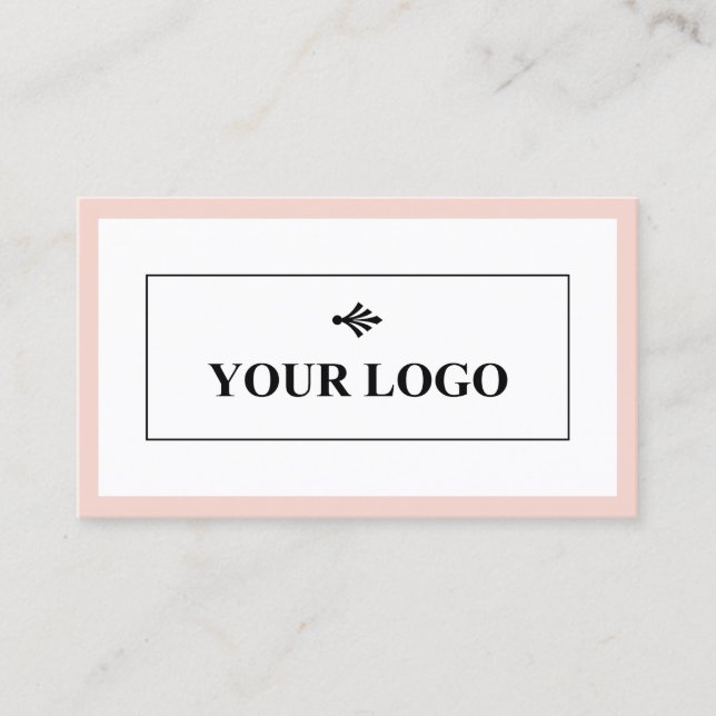 Blush Pink Border Your Logo Minimalist Business Card (Front)