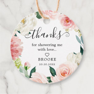 Blush Pink Botanical Bridal Shower Thank you Favour Tags