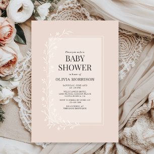 Blush Pink Botanical Floral Baby Shower Invitation