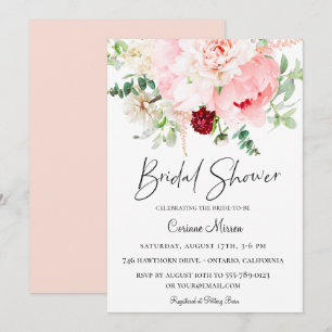 Blush Pink Botanical Floral Bridal Shower Invitation