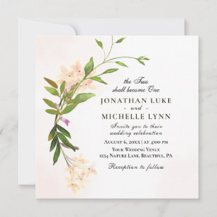 Blush Pink Botanical Floral Christian Wedding Invitation