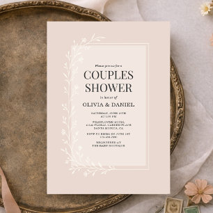 Blush Pink Botanical Floral Couples Shower Invitation