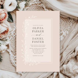 Blush Pink Botanical Floral Wedding Invitation