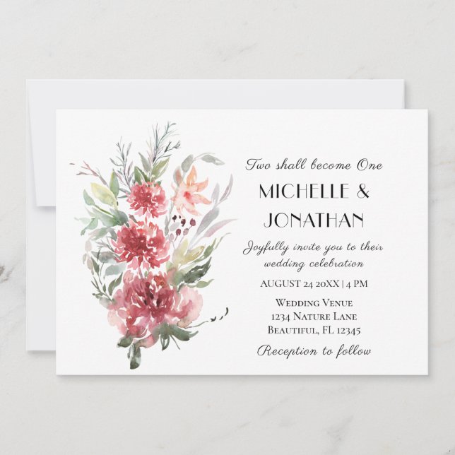 Blush Pink Botanical Garden Christian Wedding Invitation (Front)