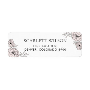 Blush Pink Botanical Personalised Address Label