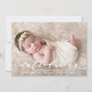Blush Pink Botanical Photo Birth Announcement I