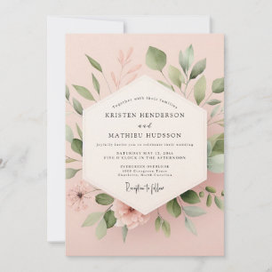Blush Pink Botanical Romance Wedding Invitation