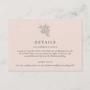 Blush Pink Botanical Wedding Details  Enclosure Card