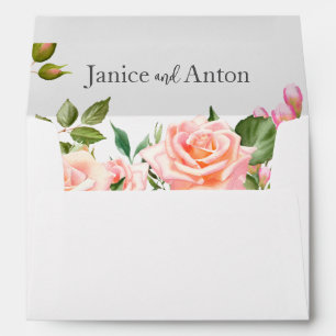 Blush Pink Botanical Wedding Envelope