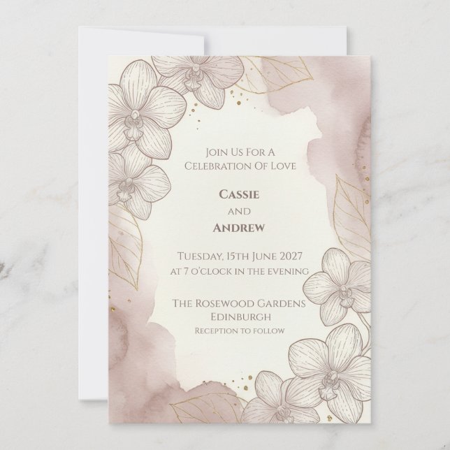 Blush Pink Botanical Wedding Invitation (Front)