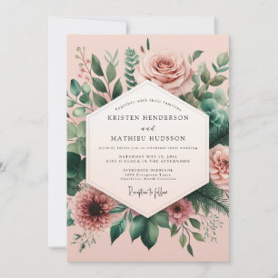 Blush Pink Botanical Whimsy Wedding Invitation