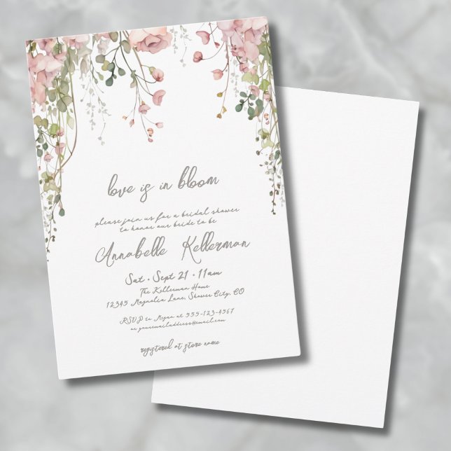 Blush Pink Botanical Wildflower Bridal Shower Invitation (Blush Pink Botanical Wildflower Bridal Shower Invitation)