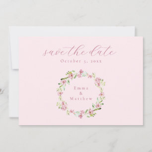 Blush Pink Botanical Wreath QR Save The Date