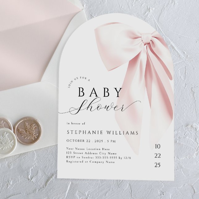 Blush Pink Bow Baby Shower Arch Invitation (Creator Uploaded)
