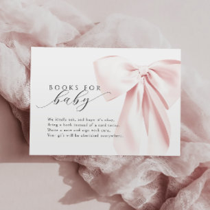 Blush Pink Bow Baby Shower Books for Baby Enclosure Card