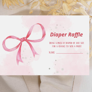 Blush Pink Bow Baby Shower diaper raffle Enclosure Card