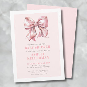 Blush Pink Bow Baby Shower Invitation