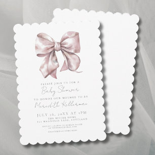 Blush Pink Bow Baby Shower Invitation
