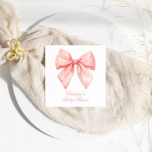 Blush Pink Bow Baby Shower Napkin