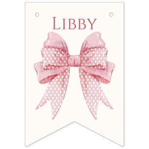 Blush Pink Bow Birthday  Bunting