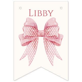 Blush Pink Bow Birthday  Bunting