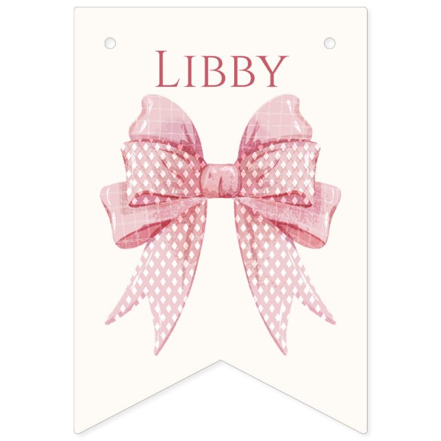 Blush Pink Bow Birthday  Bunting (Third Flag)