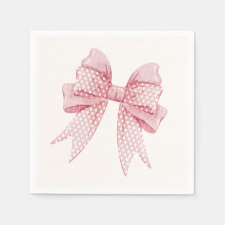 Blush Pink Bow Birthday  Napkin
