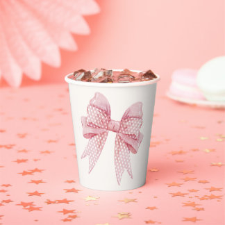Blush Pink Bow Birthday  Paper Cups