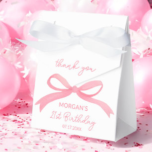 Blush Pink Bow Birthday Party Thank You Name Favour Box