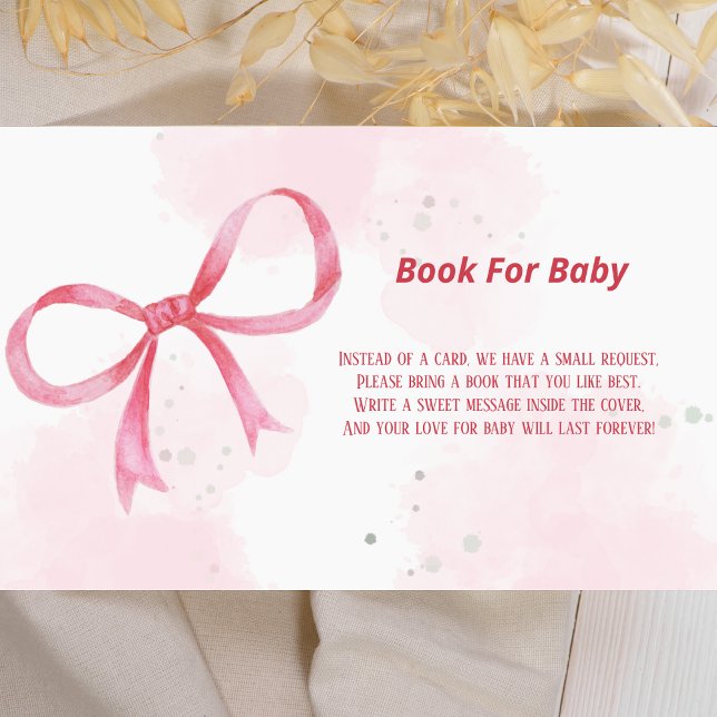 Blush Pink Bow Book for Baby Shower Insert Card (Creator Uploaded)