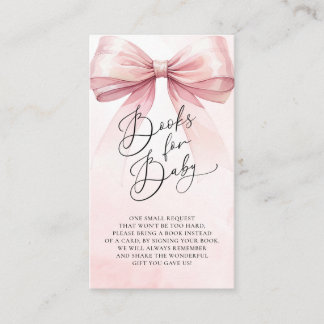 Blush Pink Bow Books For Baby Baby Shower Enclosure Card