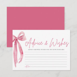 Blush Pink Bow Bridal Shower Advice & Wishes Card