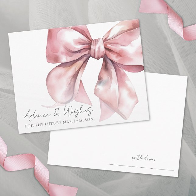 Blush Pink Bow Bridal Shower Advice Wishes Enclosure Card (Blush Pink Bow Bridal Shower Advice Wishes Enclosure Card)