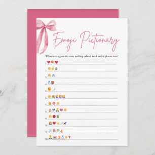 Blush Pink Bow Bridal Shower Emoji Pictionary Game Invitation