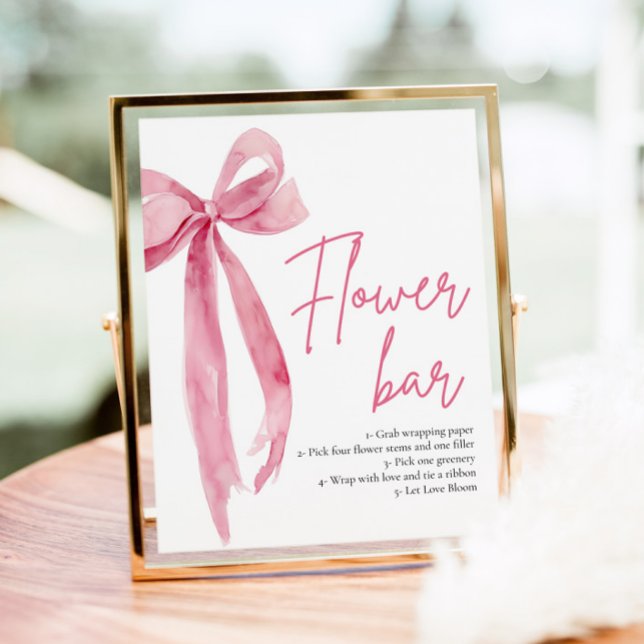 Blush Pink Bow Bridal Shower Flower Bar Sign (Blush Pink Bow Bridal Shower Flower Bar Sign)