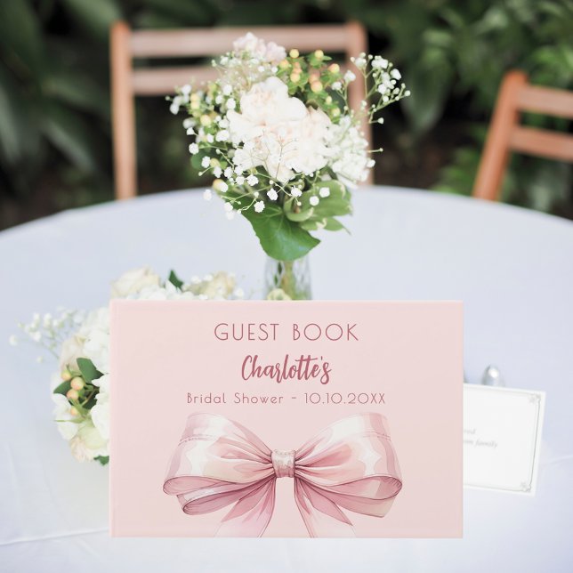 Blush pink bow Bridal Shower Guest Book (Creator Uploaded)