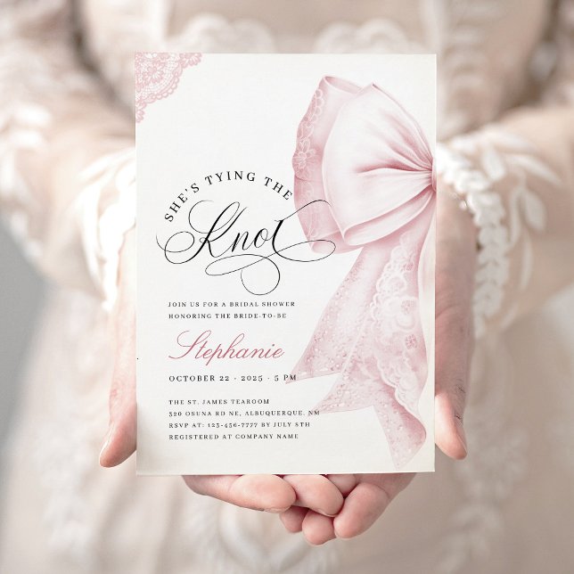 Blush Pink Bow Bridal Shower Invitation (Creator Uploaded)