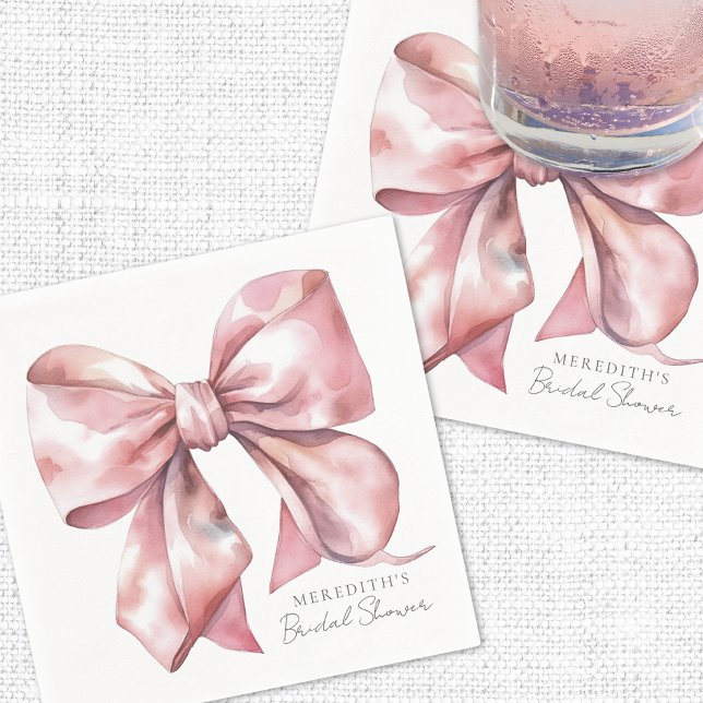 Blush Pink Bow Bridal Shower Napkin (Blush Pink Bow Bridal Shower Napkins)