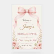 Blush Pink Bow Bridal Shower Welcome Sign