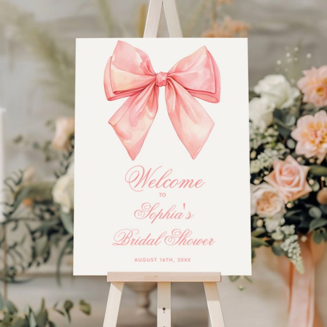 Blush Pink Bow Bridal Shower Welcome Sign (Creator Uploaded)