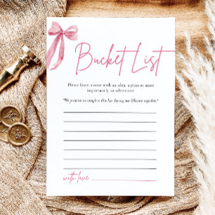Blush Pink Bow Bucket List Bridal Shower Game Invitation